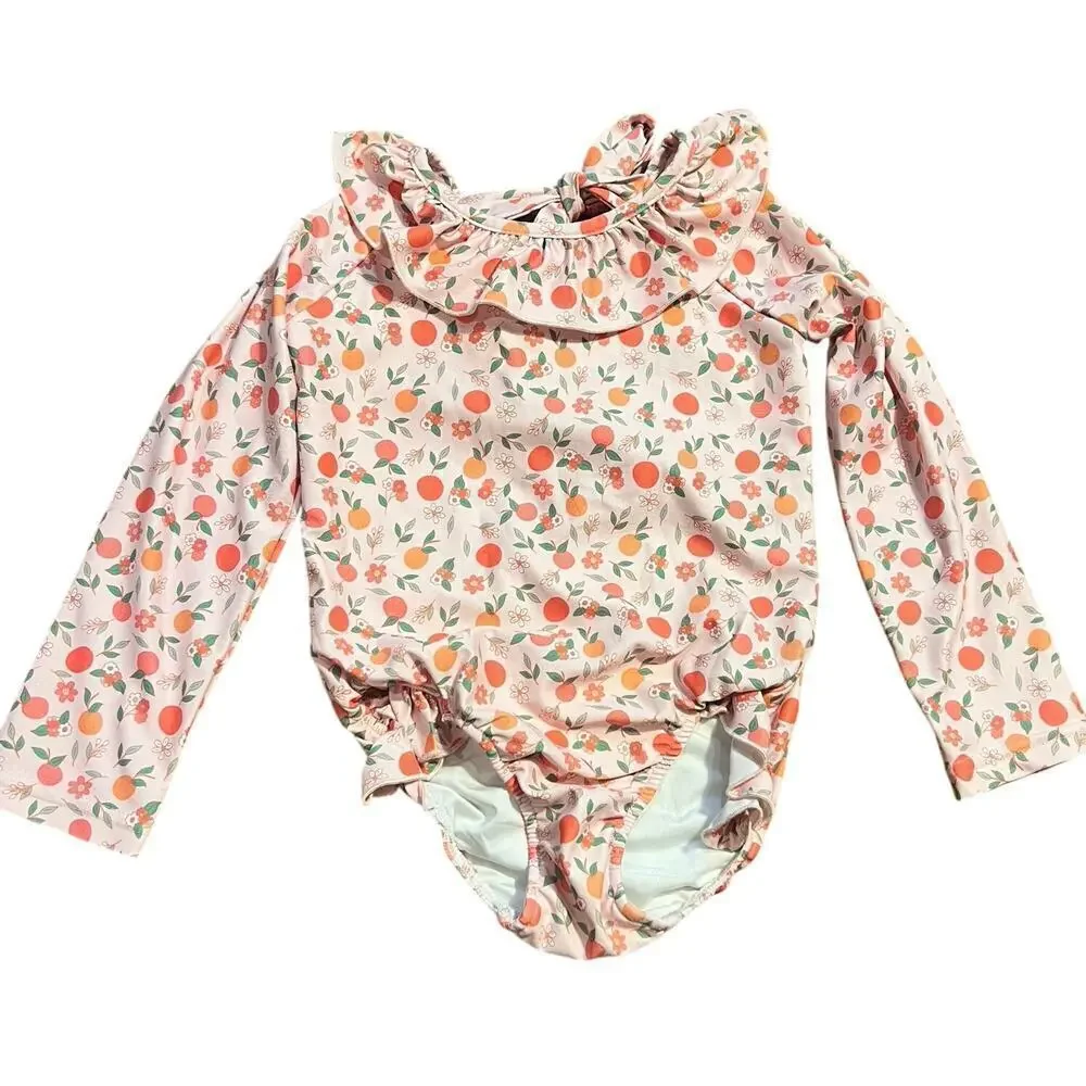 Serendipity Shrimp and Grits Girls One Piece Swimsuit Size 8 Boho Floral Beach